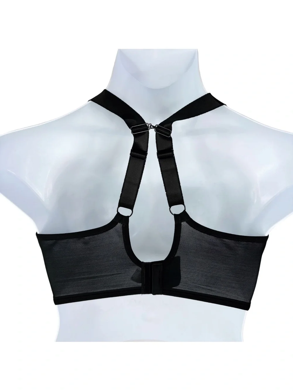 Elomi Tiernie Stretch Plunge Bra sz 36K (US) / 36H (UK) * Black Lace Mesh Lucie